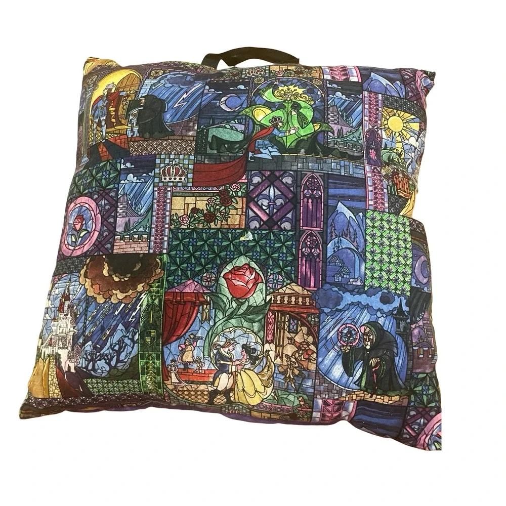 Disney Beauty and the Beast Stained Glass Pillow Once‎ Upon a Time cottage cute